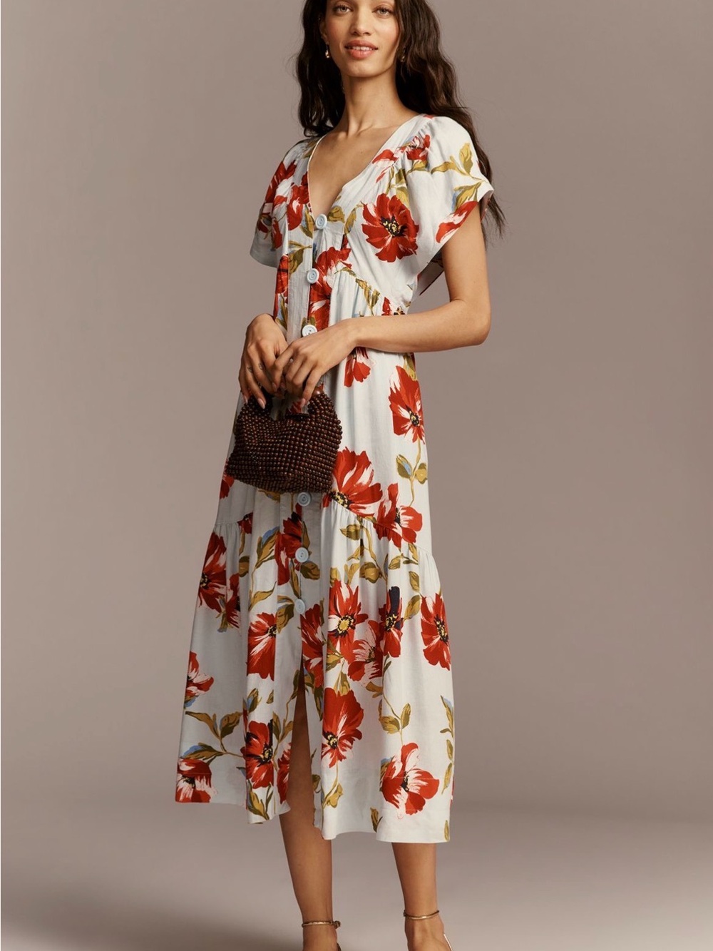 Renee flutter sleeve linen dress